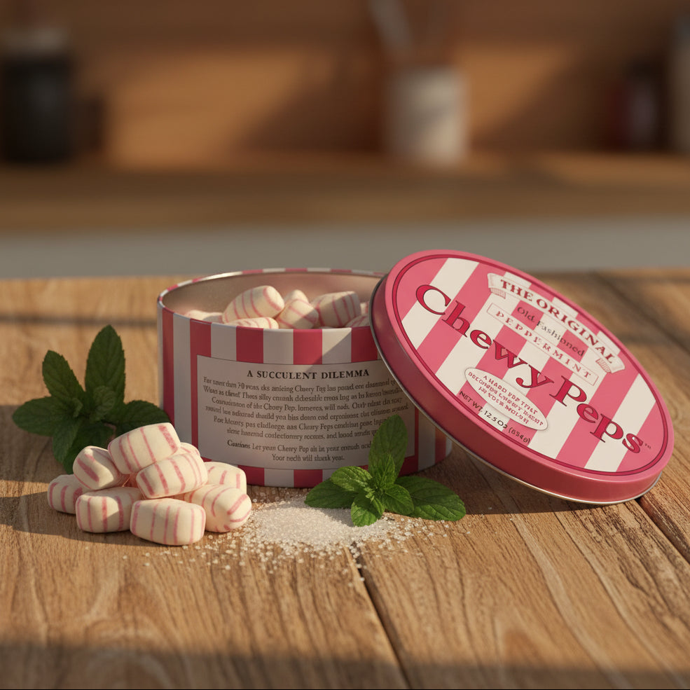 The Original Chewy Peps - Peppermint Candy - 12.5 oz Tin
