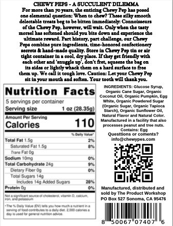 The Original Chewy Peps - Real Pumpkin Spice - 5 oz bag - NEW FLAVOR!